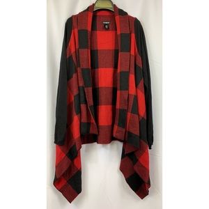 TORRID Buffalo Plaid Drape Front Cardigan Size 1X